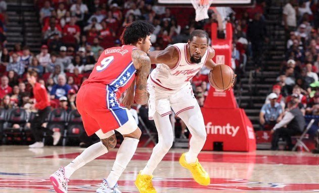 火箭力克76人杜兰特29分难掩团队疲态